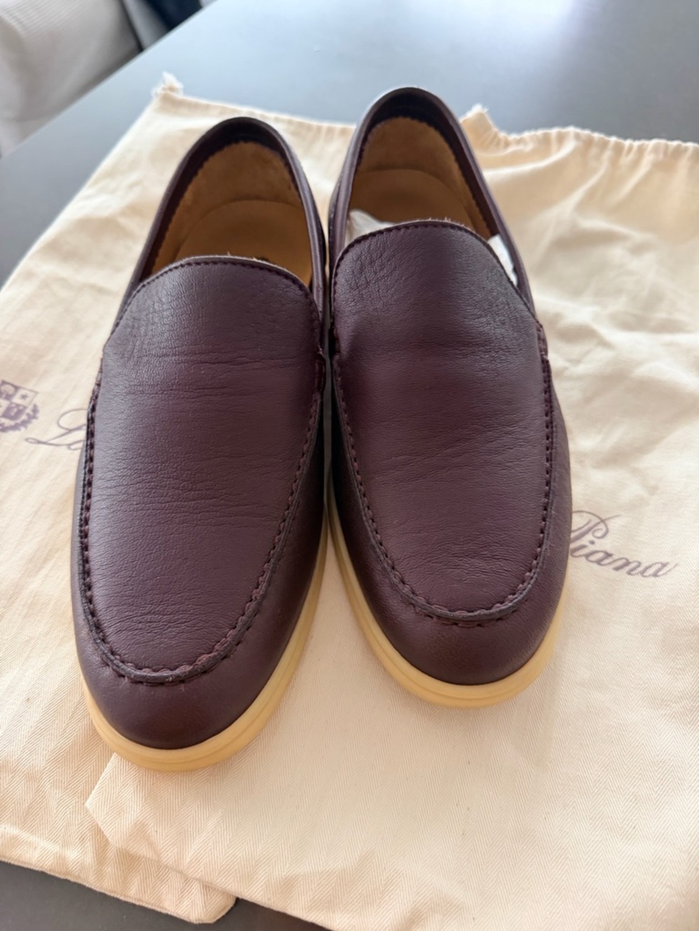 Loro Piana Men's Slip-On Loafers in Deep Bordeaux